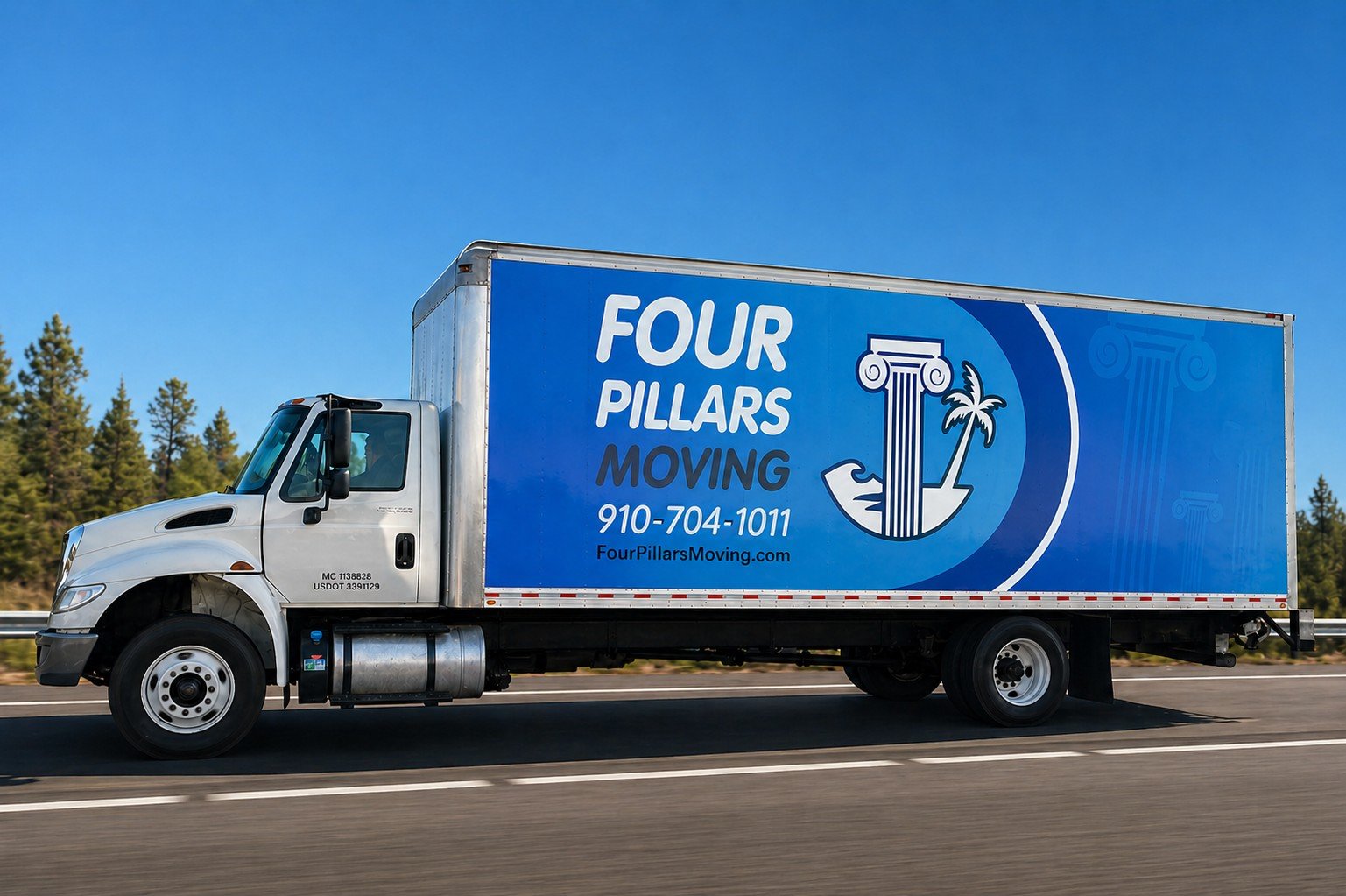 Four Pillars Moving long-distance truck on the road
